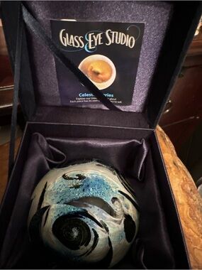 Blue Swirl Art Glass Paperweight